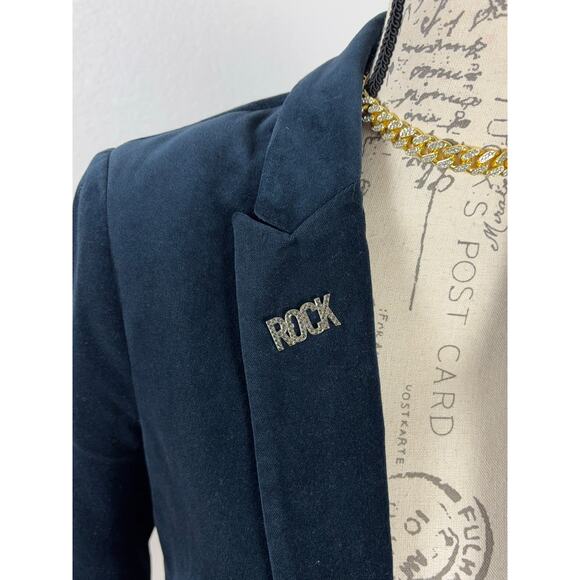 B45 Zadig & Voltaire Viva Velours Velvet Blazer M Rock Punk Preppy Androgynous - Picture 4 of 8